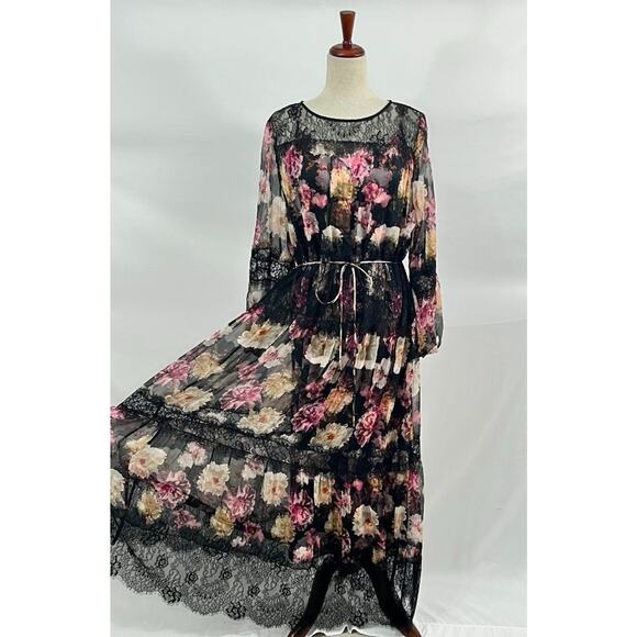 JOHNNY WAS Jade Sz L Large Flora Lace Tiered Floral Maxi Dress NWT - Picture 7 of 12